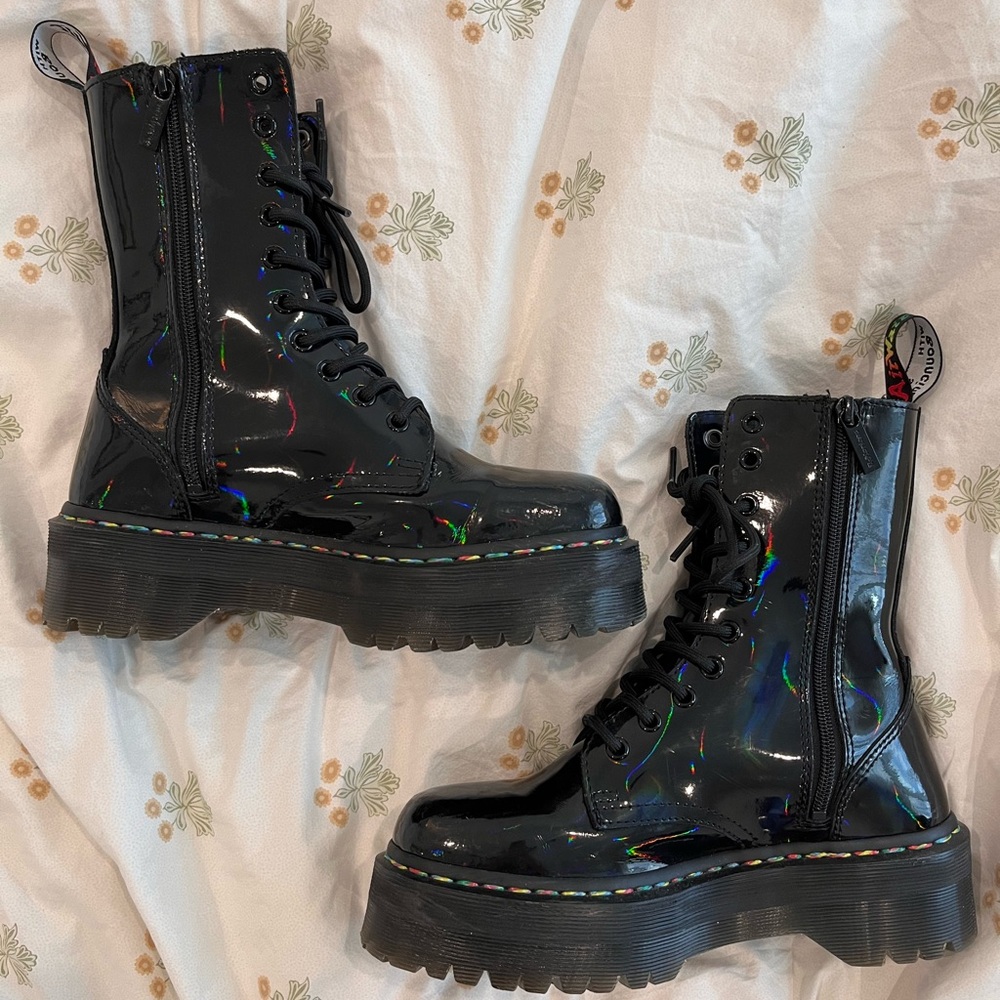 Dr. Martens Jadon Hi Rainbow Patent Platform Boots